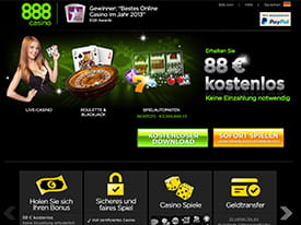 Screenshot der Homepage des 888 Casinos
