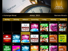 Vorschau Aktions-Kalender Mega Casino